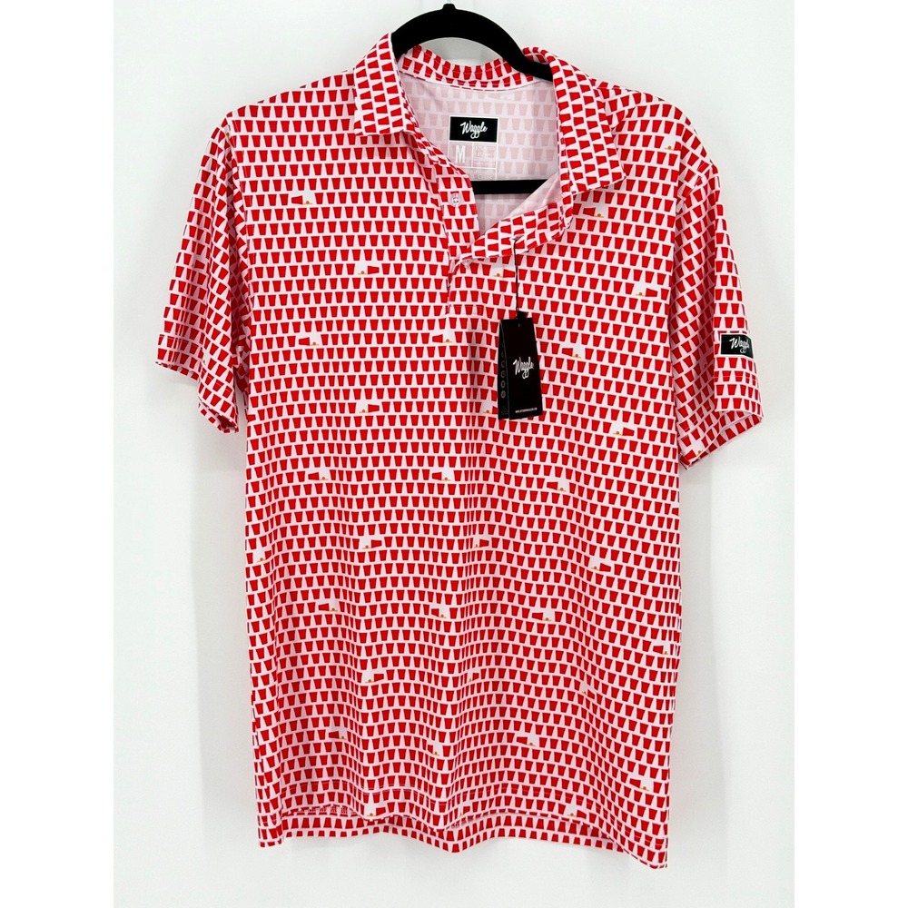 Waggle New Mens Red Solo Cup Beer Pong Golf Polo Shirt M College Frat Party